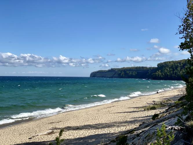 View of Miners Beach and cliffs of the Pictured Rocks National Lakeshore