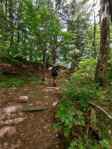 Trail with steps and steeper incline