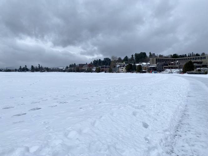 View of downtown Lake Placid from Mirror Lake