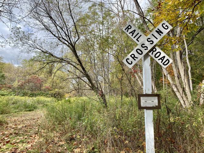 Old railroad crossing sign