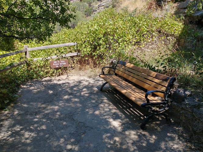Thoughtfully placed bench at the end of the trail 