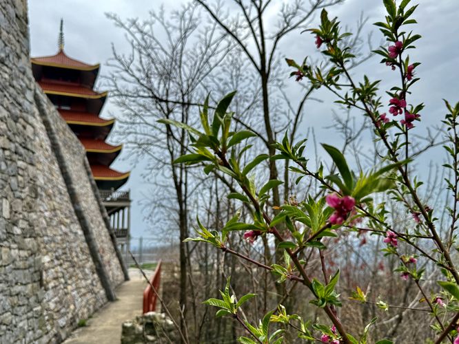 Trail leads to the base of the Mount Penn Pagoda