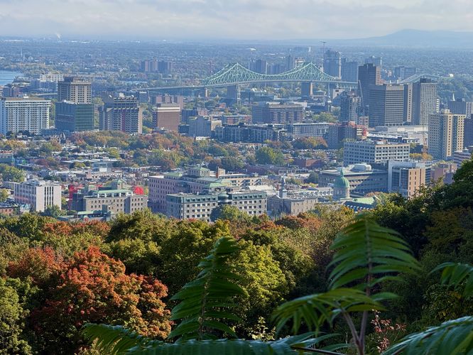 View of Montreal and Jacques Cartier Bridge from View of Montreal from Camilien-Houde belvedere