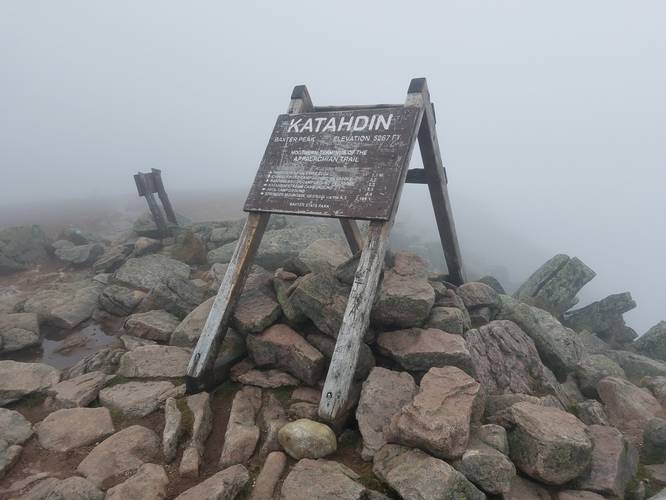 Katahdin's Baxter Peak summit and end of the Appalachian Trail (AT)
