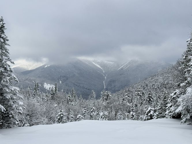 View of the MacIntyre Range (Wright, Algonquin, Iroquois Peaks) from atop Indian Falls