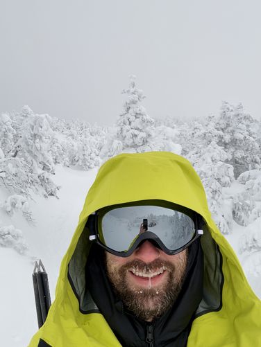Dave, frozen at the summit of Mt Marcy