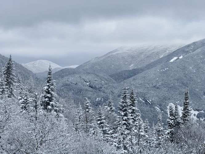  View of the MacIntyre Range (Wright, Algonquin, Iroquois Peaks) from atop Indian Falls