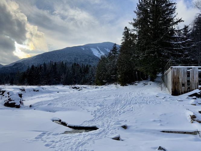View of Wrigh Peak, crossing below Marcy Dam