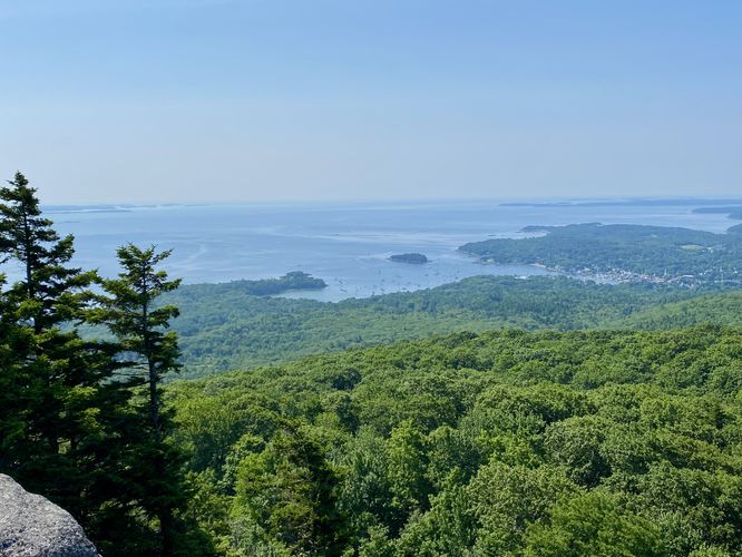 View of Camden, Maine and its harbor from the cliffs of Mt. Megunticook