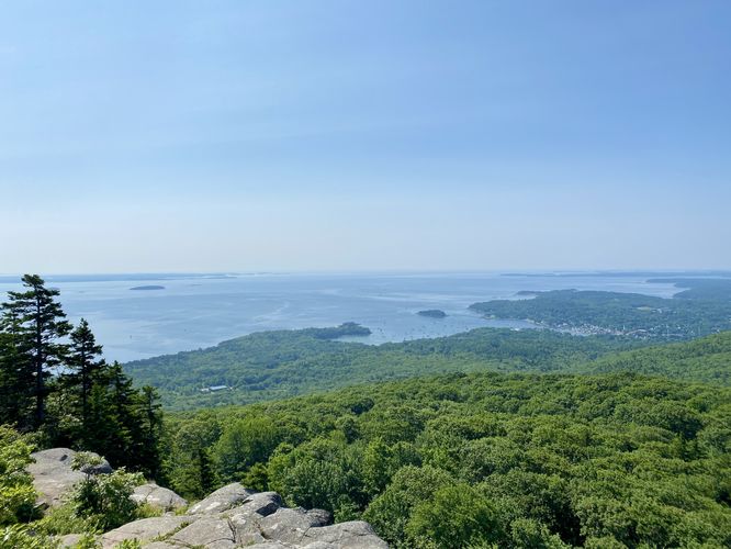 View of Camden, Maine and its harbor from the cliffs of Mt. Megunticook