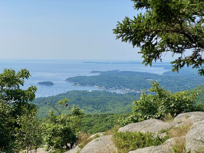 View of Camden, Maine and its harbor from the cliffs of Mt. Megunticook