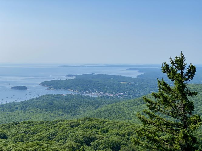 View of Camden, Maine and its harbor from the cliffs of Mt. Megunticook