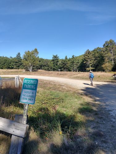 Go past the Employee parking area and head for the narrow path in the field.