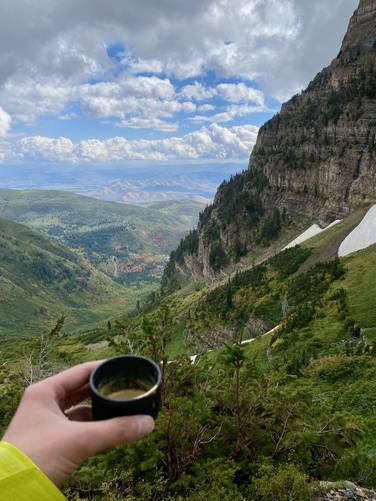 Espresso enjoyed on the slopes of Mt. Timp