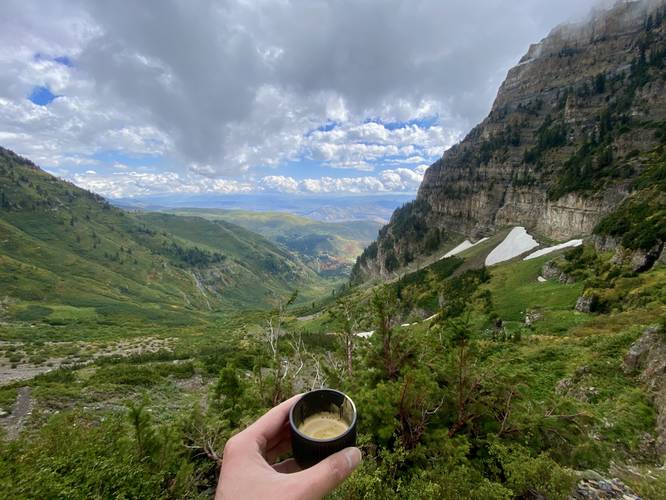 Espresso enjoyed on the slopes of Mt. Timp