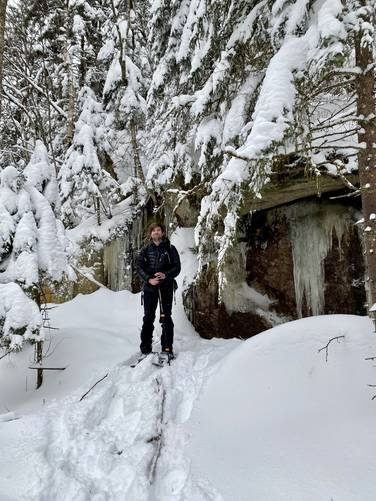 Dave at some icy rock ledges