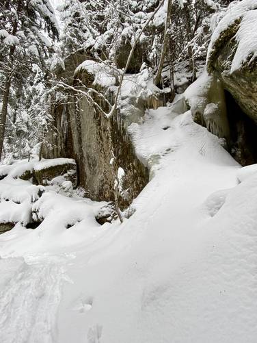 Large rock ledges along the Mt. Van Hoevenberg Trail