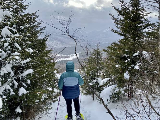 Snowshoeing down to the Mt. Van Hoevenberg Overlook