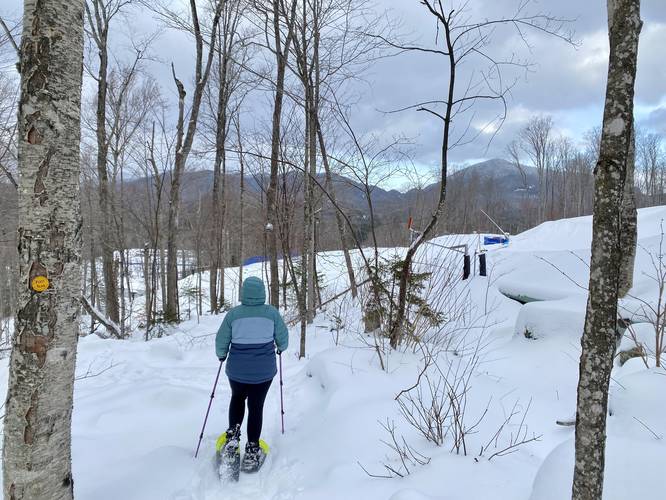 Snowshoeing out along the Mt. Van Hoevenberg Trail