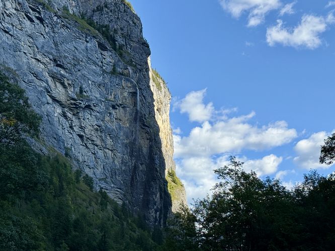 Waterfall plunges into the Lauterbrunnen Valley