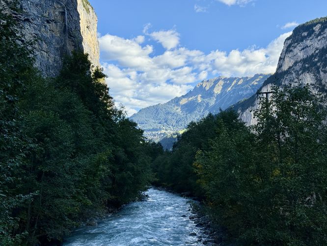 View of the Weisse Lutschine (White Lutschine) river from the trail