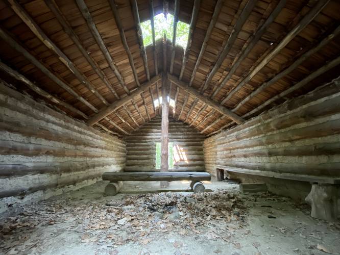 Inside the longhouse (Native American village (replica))