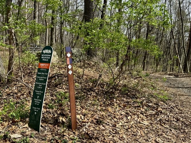 Keep-right on the hike out, follow orange blazes