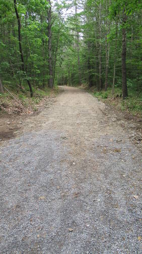 Trail substrate changes from gravel to dirt