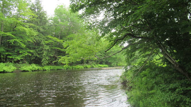 Looking upstream at the Piscataquog River