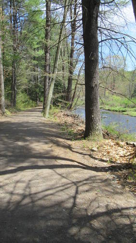 The trail along side the Piscataquog River