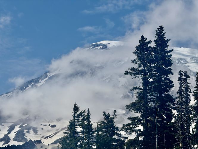Another obstructed cloudy view of Mt. Rainier