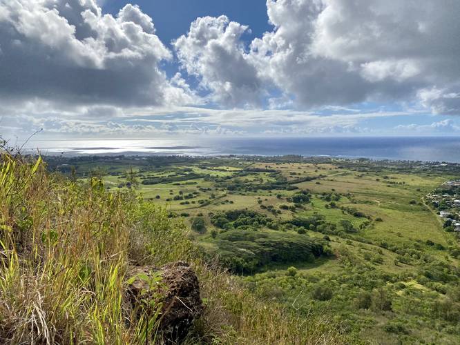 View facing north above Wailua, HI (Kauai) from Nounou (Sleeping Giant) mountain