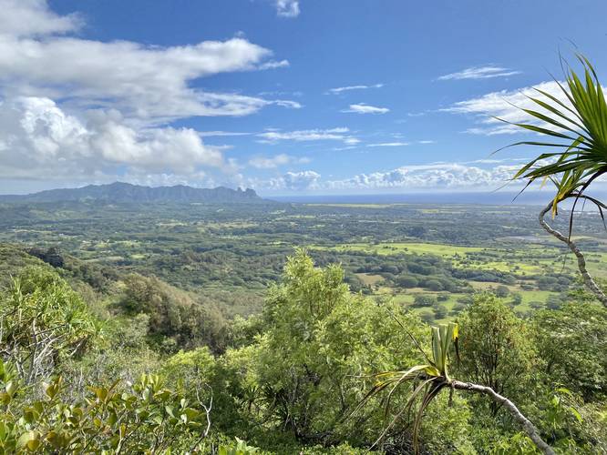 View of the Moloa'a Mountain range facing north from Nounou (Sleeping Giant) mountain