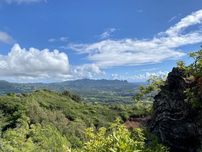 View of the Moloa'a mountain range facing north from the top of Nounou's rock scramble