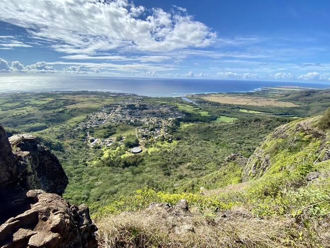 View from Nounou's "Giant's Nose" ridge of Wailua, HI (Kauai)