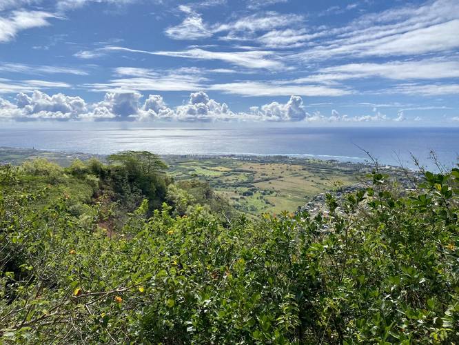 View of Wailua, HI (Kauai) from Nounou (Sleeping Giant) mountain's picnic area