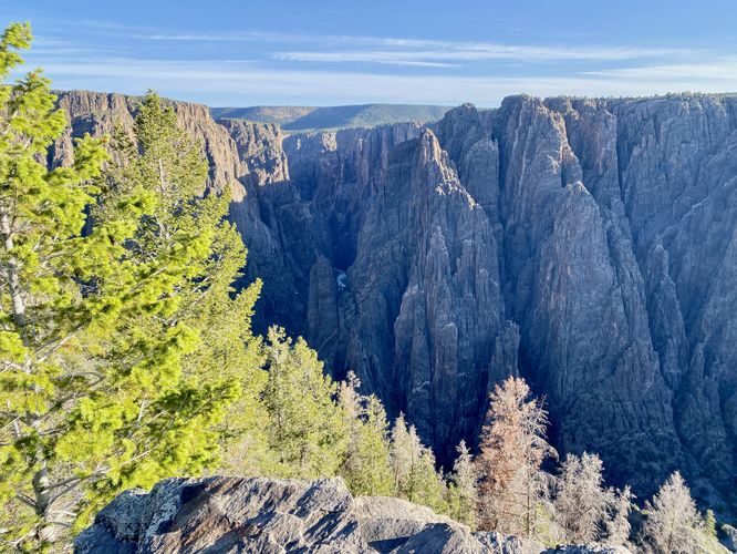 Boulder outcropping view into the Black Canyon