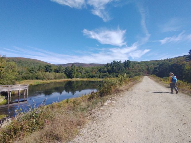 Shannon Pond Road toward the kiosk and trailhead
