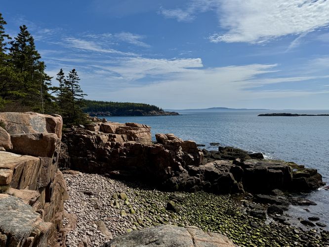 Maine's rocky coastline from the Ocean Path with views of Great Head