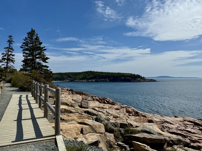 Ocean Path trail, Sand Beach, and Great Head views from the trail