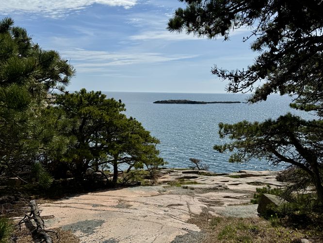 View of Old Soaker island sitting off of the shore