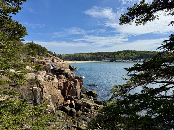 View of Sand Beach and the rocky coastline