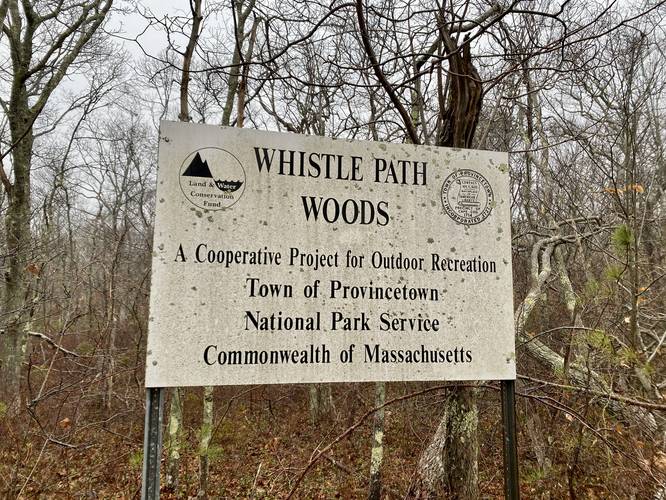 Whistle Path Woods sign