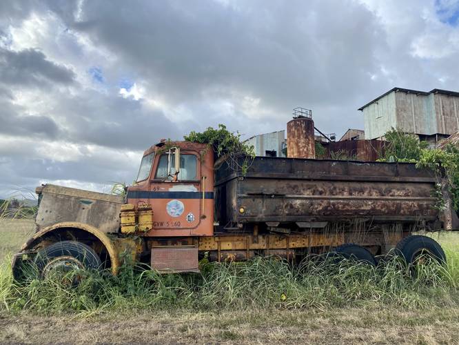 Long-abandoned truck at Old Sugar Mill of Koloa (circa mid-1990s)