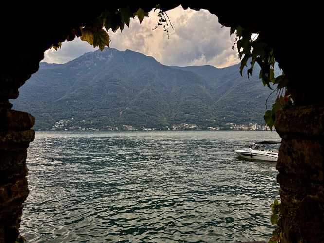 View of Lake Como from the Ponte del Lago tunnel