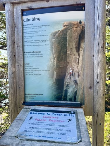 Otter Cliffs climbing sign-in