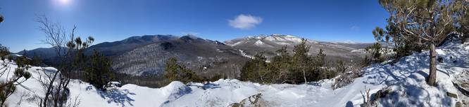 Panoramic view of Porter Mountain, Cascade Mountain, and Pitchoff Mountain