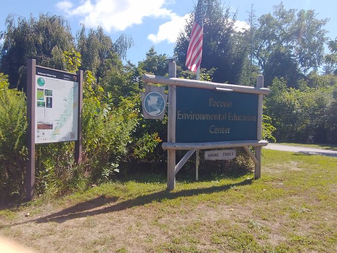 Sign welcoming visitors to the Pocono Environmental Education Center 