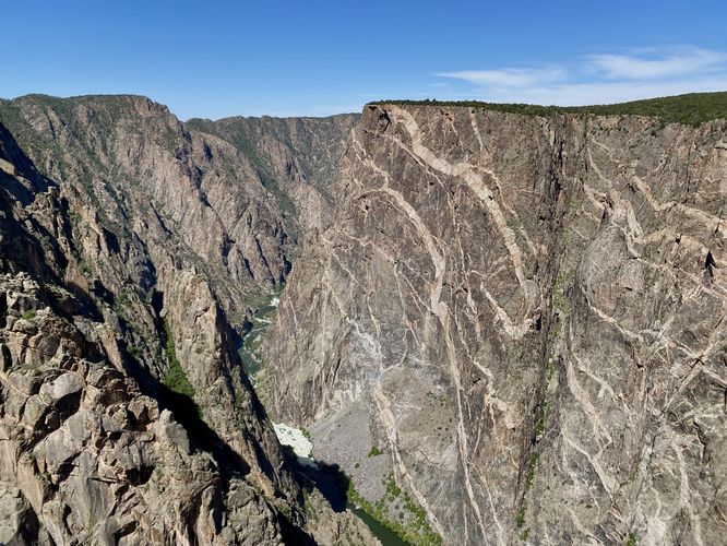 View of the Painted Wall and the Gunnison River as it runs through the Black Canyon