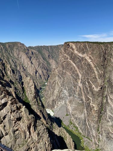 View of the Painted Wall and the Gunnison River as it runs through the Black Canyon